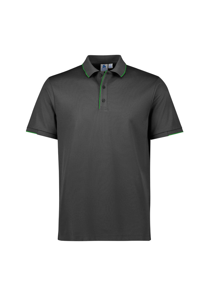 Biz Collection Mens Focus Short Sleeve Polo - Grey/Fluoro Lime