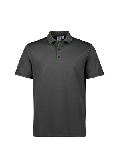 Biz Collection Mens Focus Short Sleeve Polo - Grey/Fluoro Lime