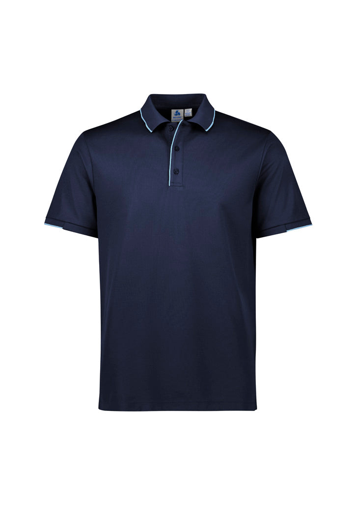 Biz Collection Mens Focus Short Sleeve Polo - Navy/Sky