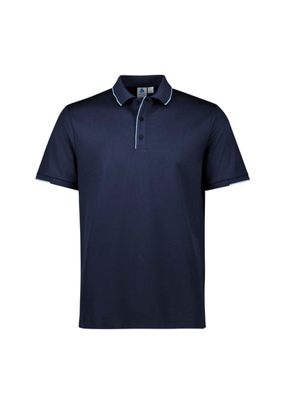Biz Collection Mens Focus Short Sleeve Polo - Navy/Sky