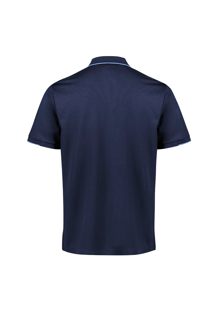 Biz Collection Mens Focus Short Sleeve Polo - Navy/Sky