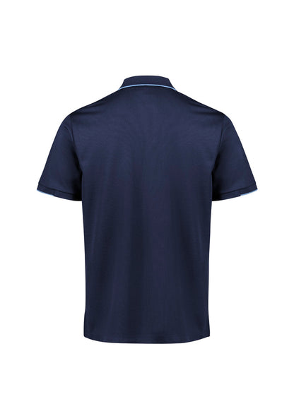 Biz Collection Mens Focus Short Sleeve Polo - Navy/Sky