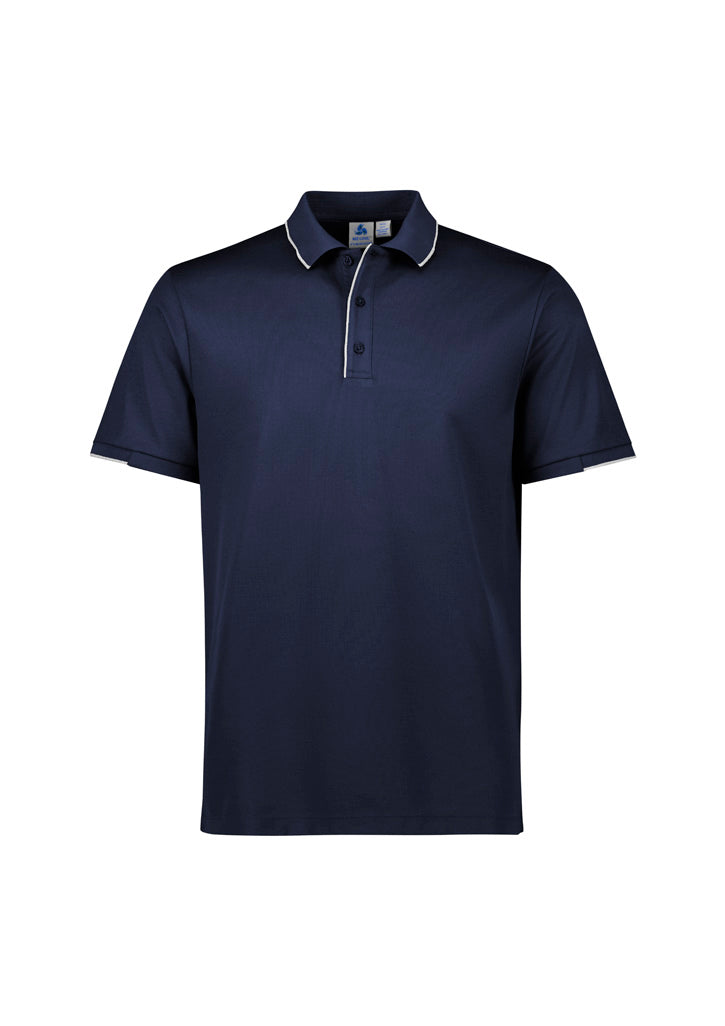 Biz Collection Mens Focus Short Sleeve Polo - Navy/White