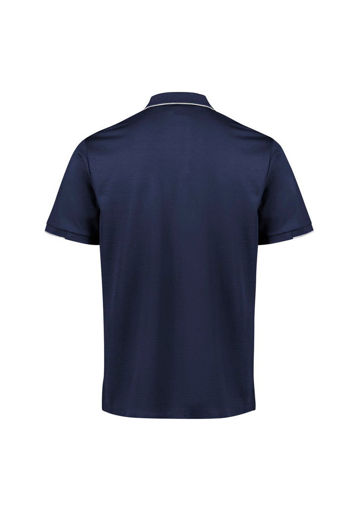 Biz Collection Mens Focus Short Sleeve Polo - Navy/White