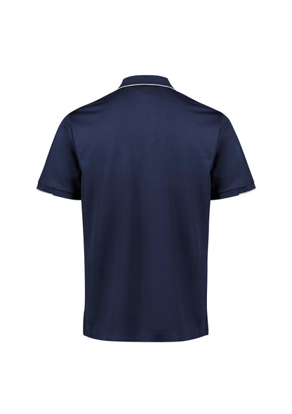 Biz Collection Mens Focus Short Sleeve Polo - Navy/White