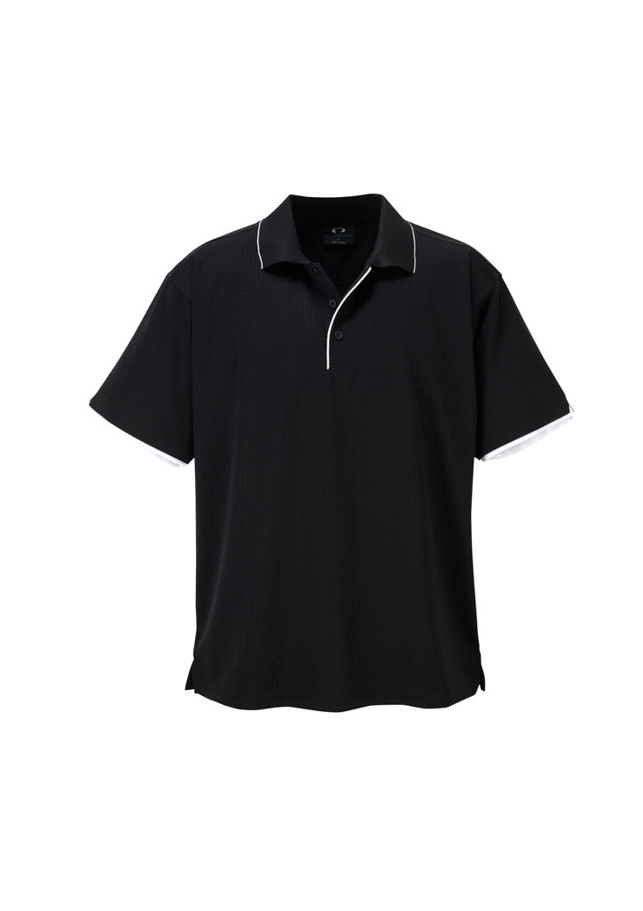 Biz Collection Mens Elite Short Sleeve Polo - Black/White