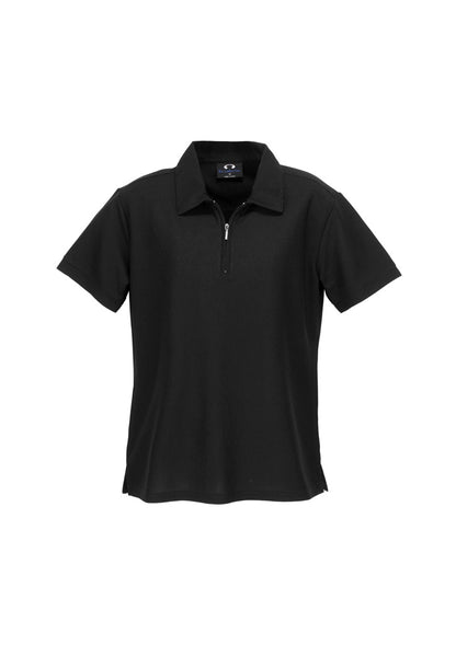 Biz Collection Womens Micro Waffle Short Sleeve Polo - Black
