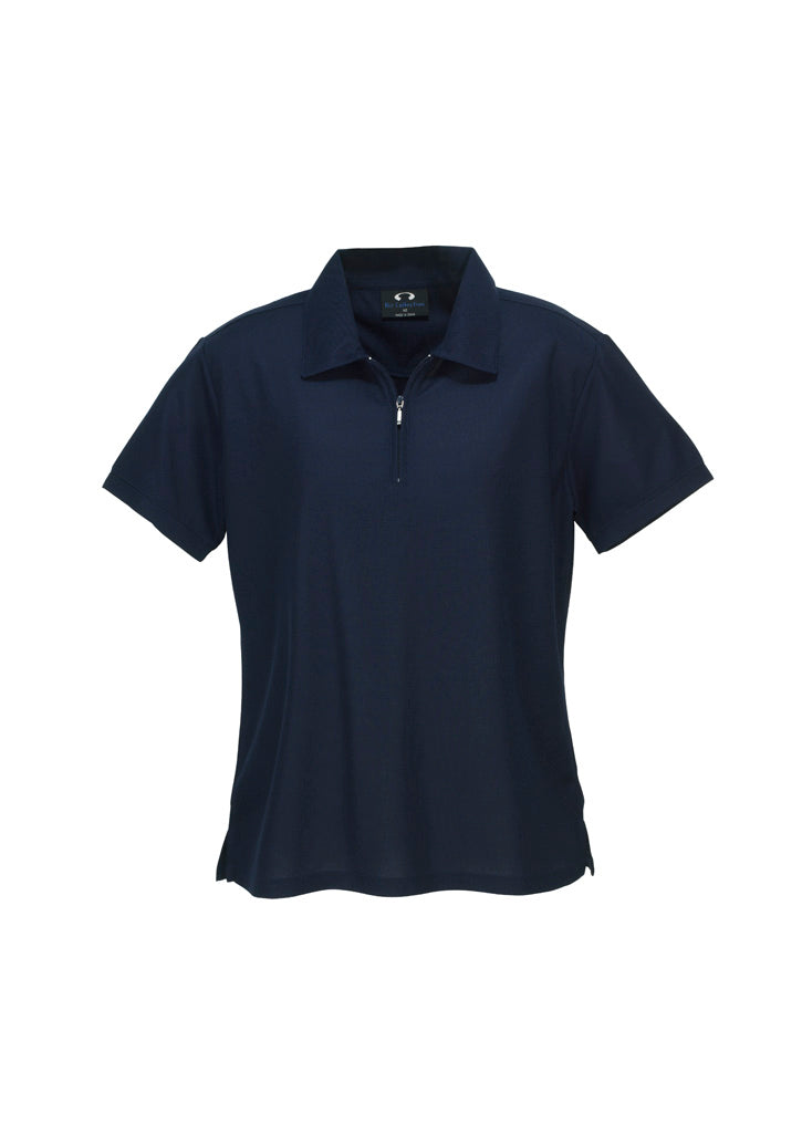 Biz Collection Womens Micro Waffle Short Sleeve Polo - Navy