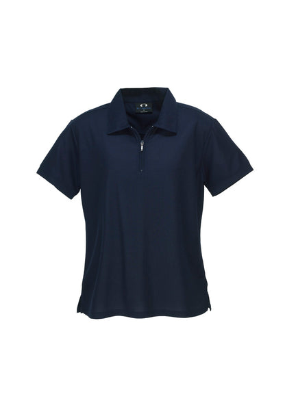 Biz Collection Womens Micro Waffle Short Sleeve Polo - Navy