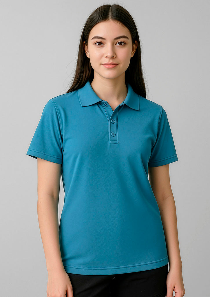 Biz Collection Kids Crew Short Sleeve Polo - Cyan