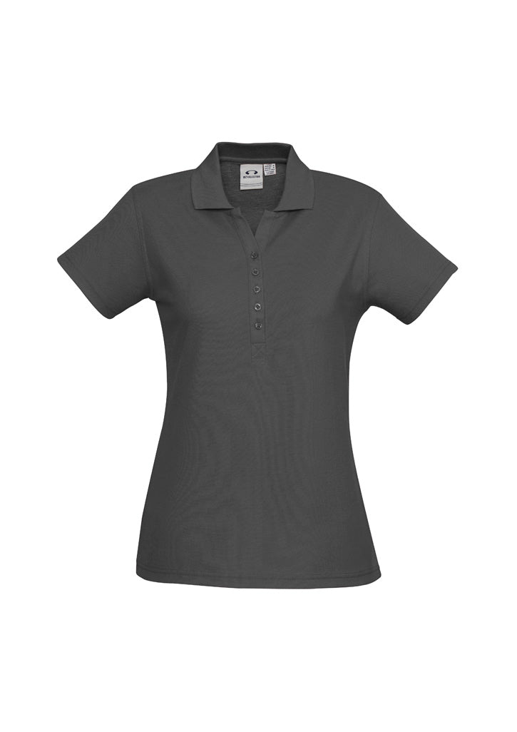 Biz Collection Womens Crew Short Sleeve Polo - Charcoal