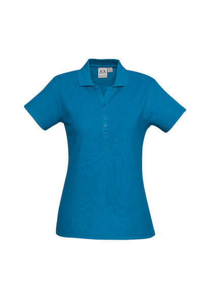 Biz Collection Womens Crew Short Sleeve Polo - Cyan