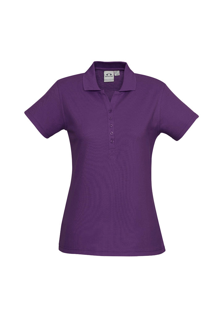 Biz Collection Womens Crew Short Sleeve Polo - Purple