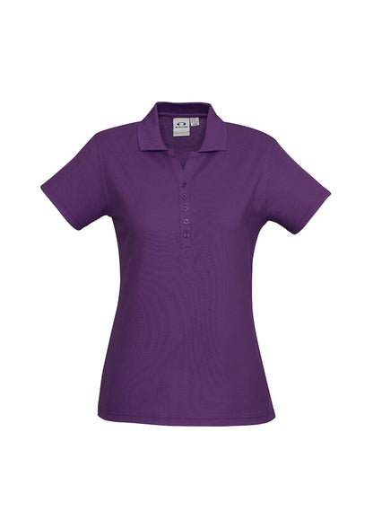Biz Collection Womens Crew Short Sleeve Polo - Purple