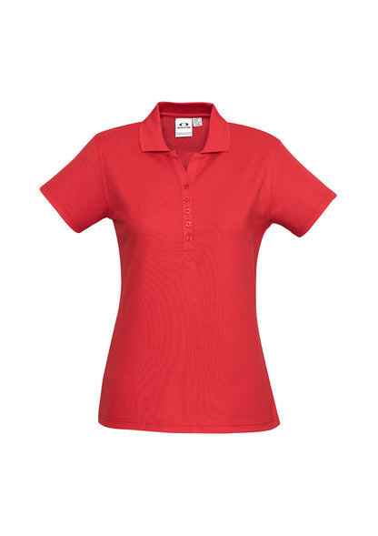 Biz Collection Womens Crew Short Sleeve Polo - Red