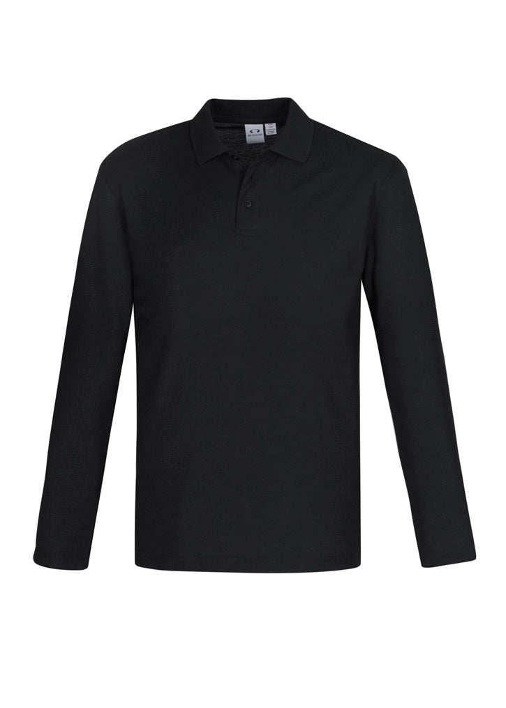 Biz Collection Mens Crew Long Sleeve Polo - Black