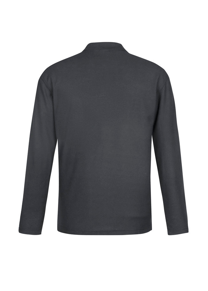 Biz Collection Mens Crew Long Sleeve Polo - Charcoal