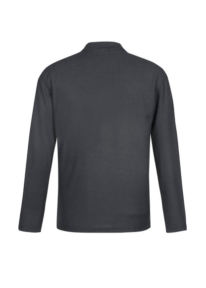 Biz Collection Mens Crew Long Sleeve Polo - Charcoal
