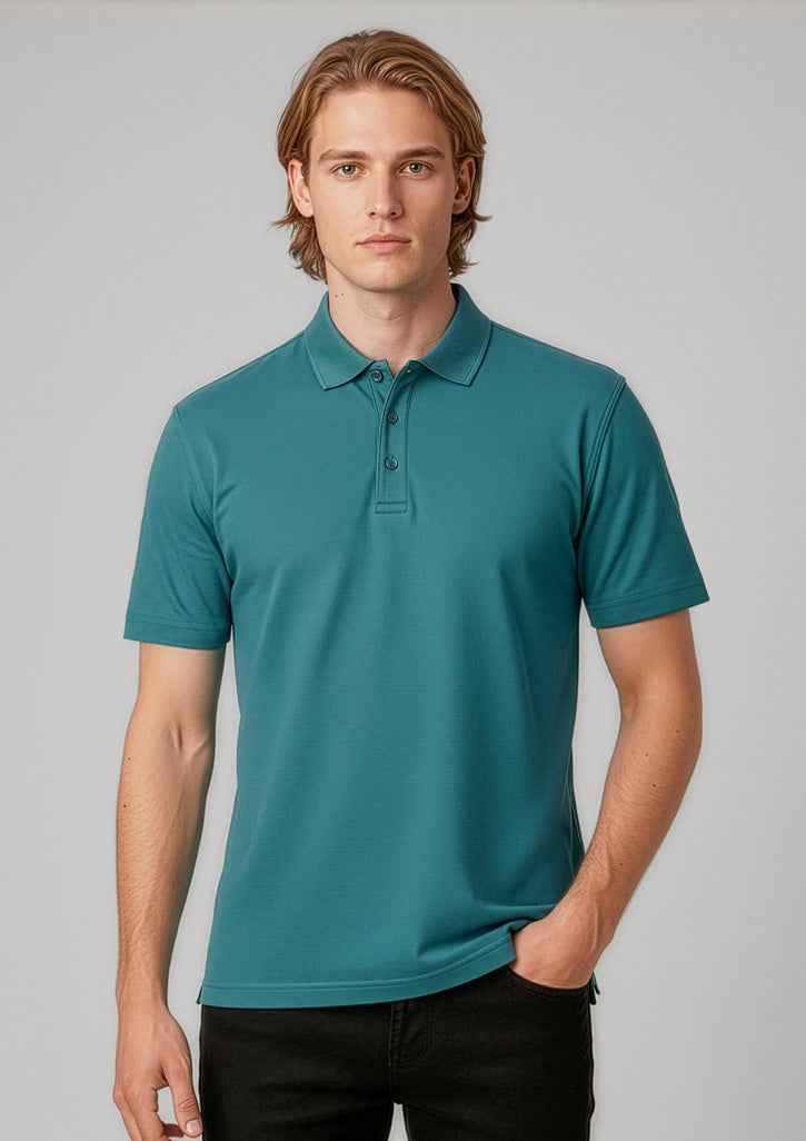 Biz Collection Mens Crew Short Sleeve Polo - Teal