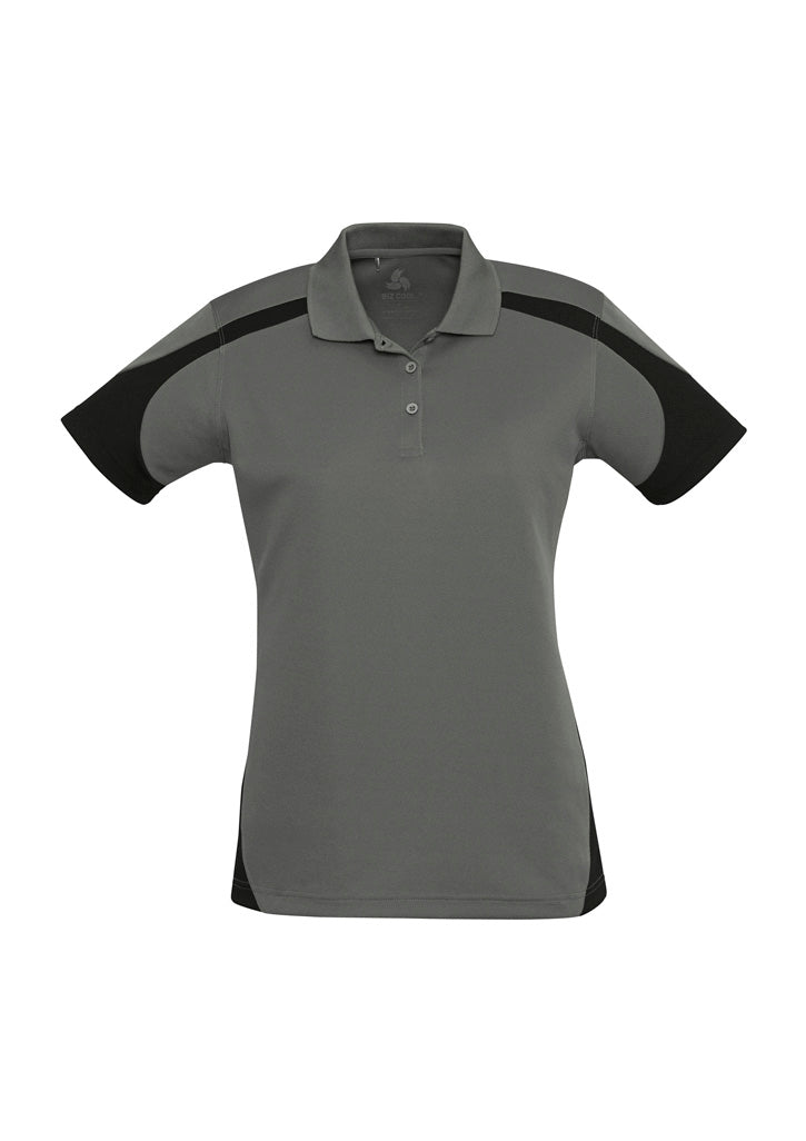 Biz Collection Womens Talon Short Sleeve Polo - Black/Green