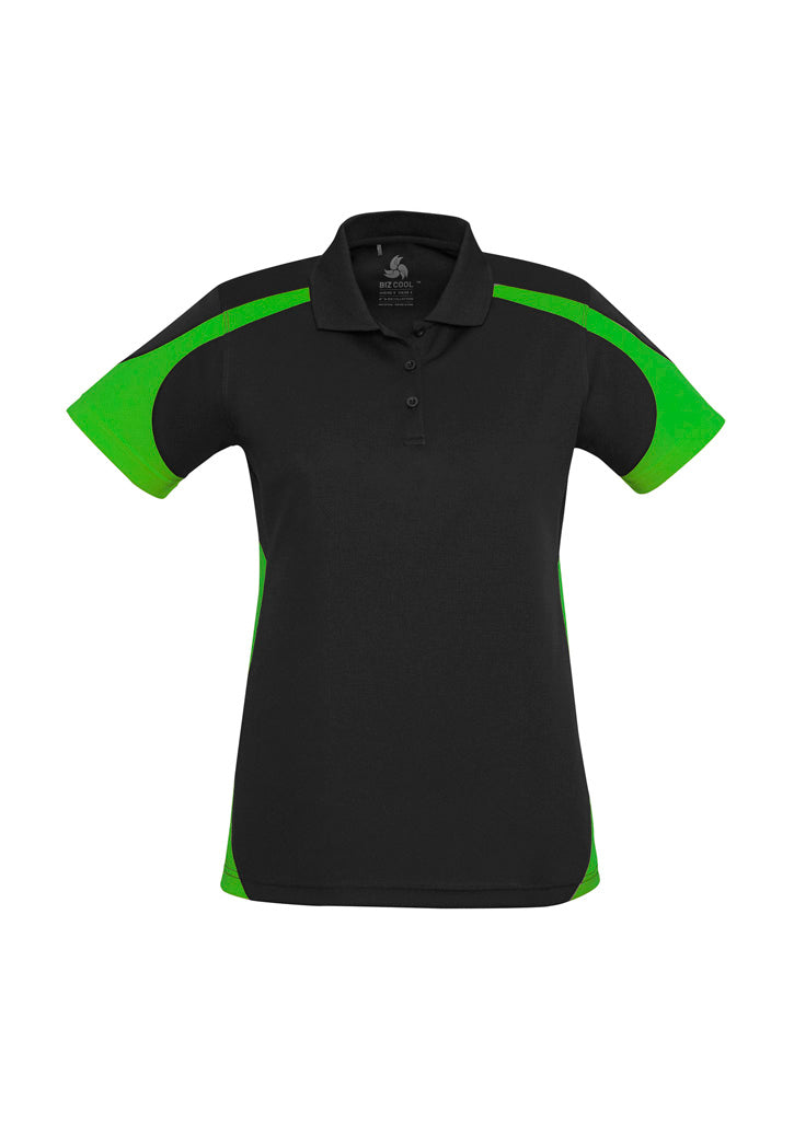 Biz Collection Womens Talon Short Sleeve Polo - Black/Green
