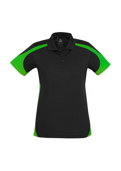 Biz Collection Womens Talon Short Sleeve Polo - Black/Green