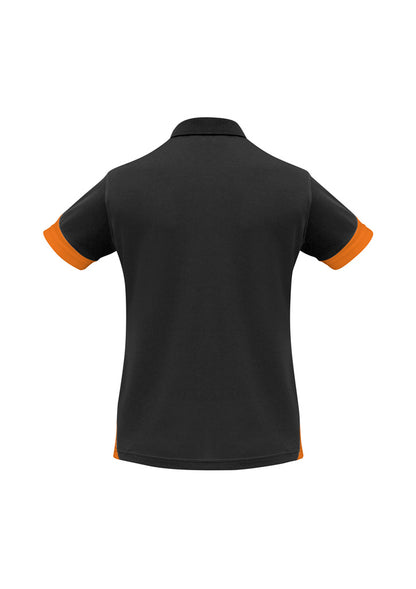 Biz Collection Womens Talon Short Sleeve Polo - Black/Orange