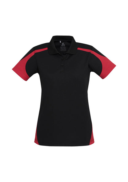 Biz Collection Womens Talon Short Sleeve Polo - Black/Red
