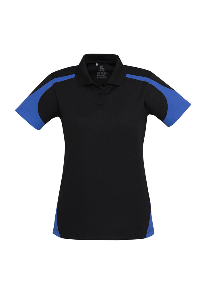 Biz Collection Womens Talon Short Sleeve Polo - Black/Royal