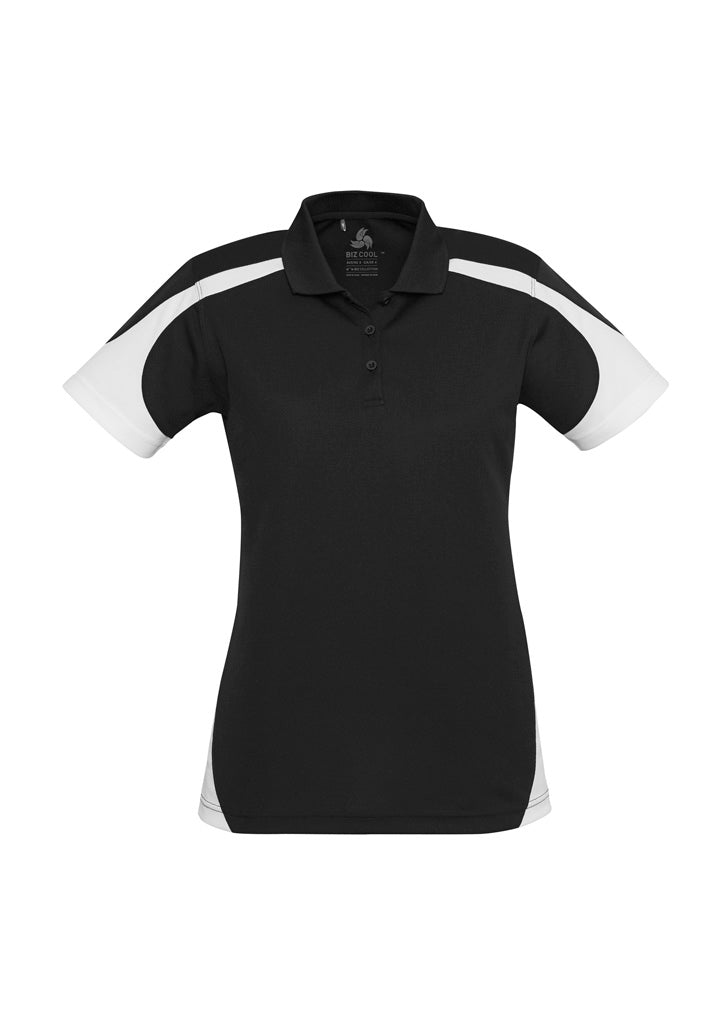 Biz Collection Womens Talon Short Sleeve Polo - Black/White