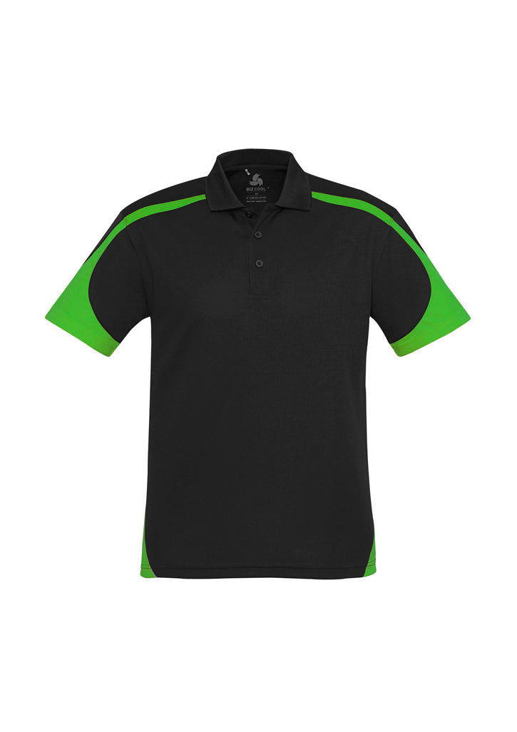 Biz Collection Mens Talon Short Sleeve Polo - Black/Green