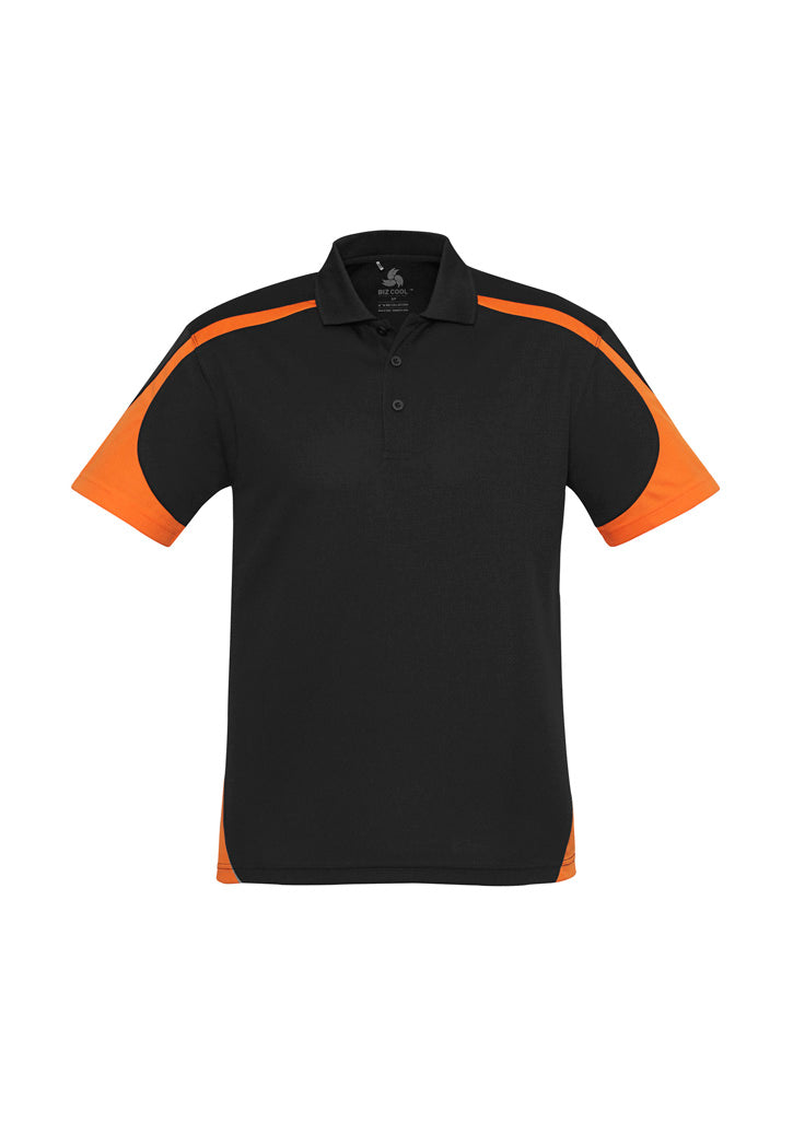 Biz Collection Mens Talon Short Sleeve Polo - Black/Orange