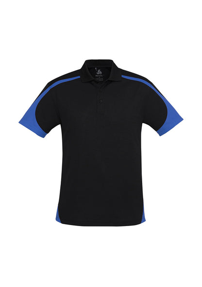 Biz Collection Mens Talon Short Sleeve Polo - Black/Royal