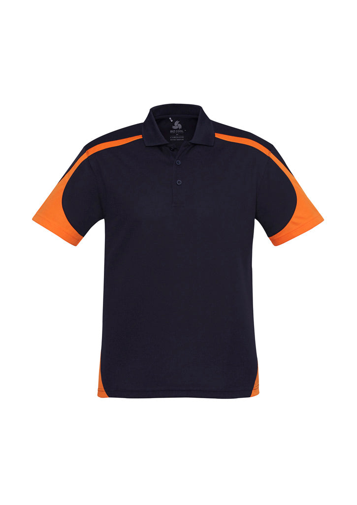 Biz Collection Mens Talon Short Sleeve Polo - Navy/Orange