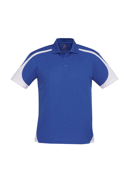 Biz Collection Mens Talon Short Sleeve Polo - Royal/White