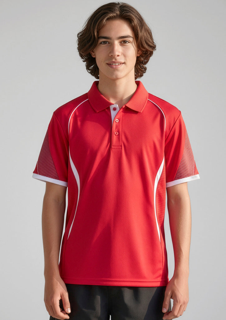 Biz Collection Kids Razor Short Sleeve Polo - Red/White