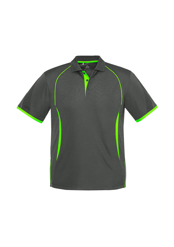 Biz Collection Kids Razor Short Sleeve Polo - Grey/Fluoro Lime