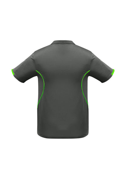 Biz Collection Kids Razor Short Sleeve Polo - Grey/Fluoro Lime