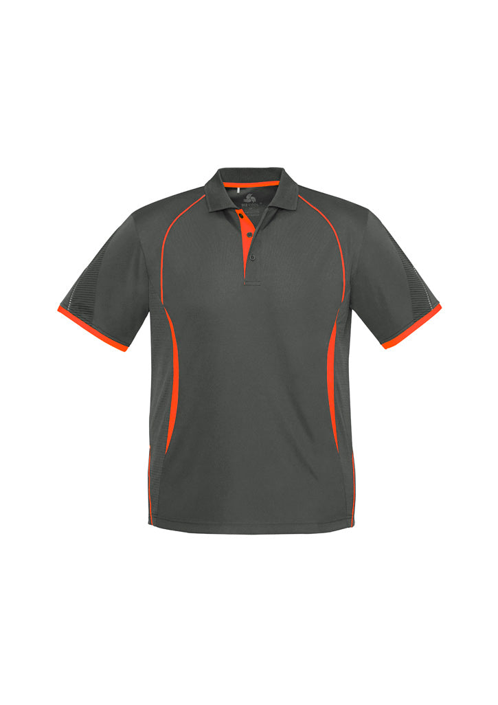 Biz Collection Kids Razor Short Sleeve Polo - Grey/Fluoro Orange