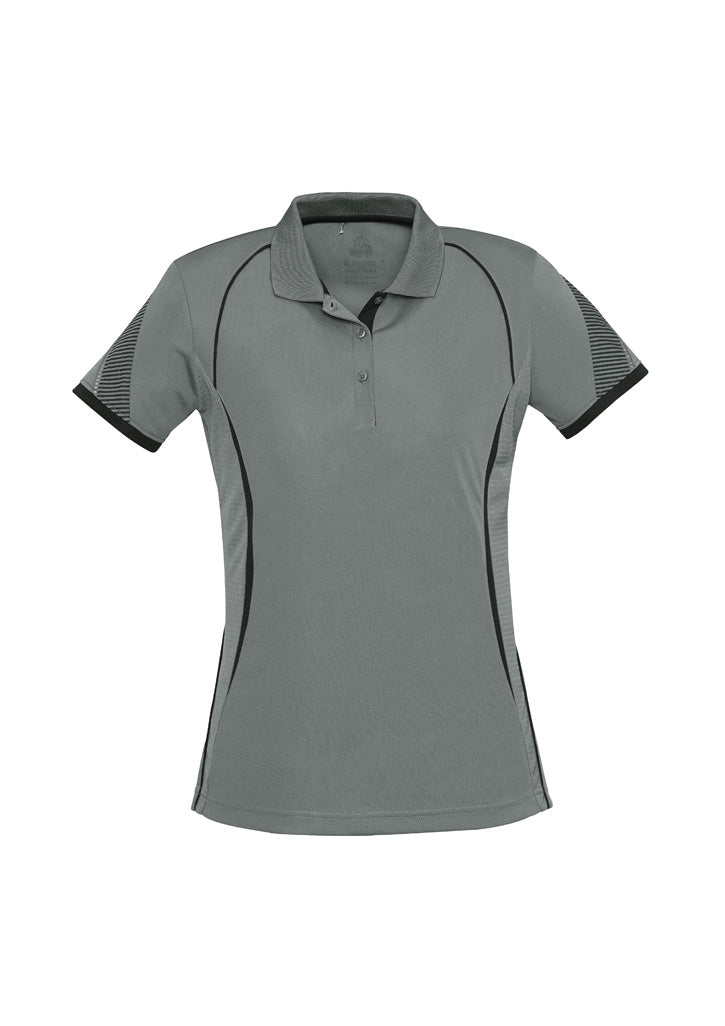 Biz Collection Womens Razor Short Sleeve Polo - Grey/Fluoro Orange