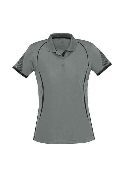 Biz Collection Womens Razor Short Sleeve Polo - Grey/Fluoro Orange