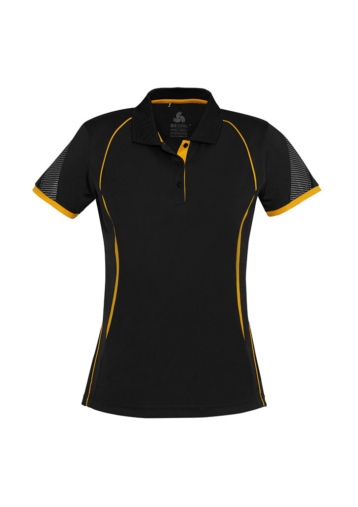 Biz Collection Womens Razor Short Sleeve Polo - Black/Gold
