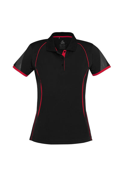Biz Collection Womens Razor Short Sleeve Polo - Black/Red