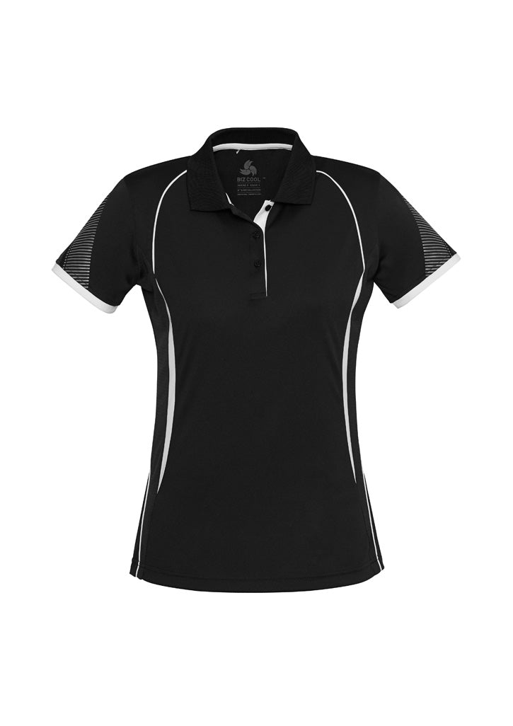 Biz Collection Womens Razor Short Sleeve Polo - Black/White