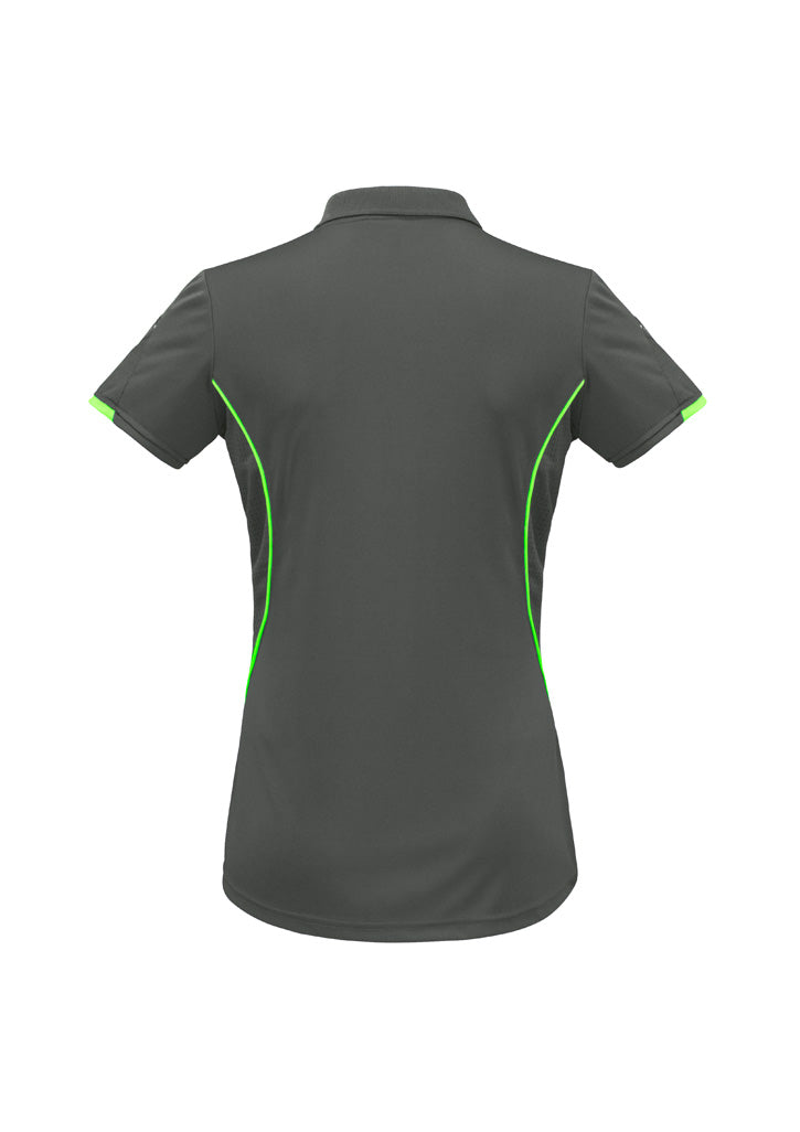 Biz Collection Womens Razor Short Sleeve Polo - Grey/Fluoro Lime