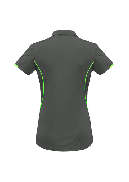 Biz Collection Womens Razor Short Sleeve Polo - Grey/Fluoro Lime