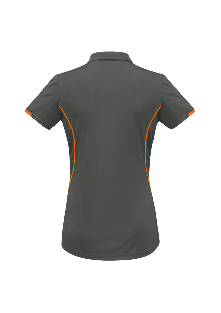 Biz Collection Womens Razor Short Sleeve Polo - Grey/Fluoro Orange