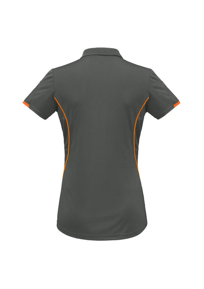 Biz Collection Womens Razor Short Sleeve Polo - Grey/Fluoro Orange