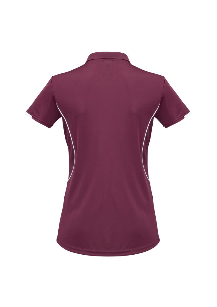 Biz Collection Womens Razor Short Sleeve Polo - Maroon/White