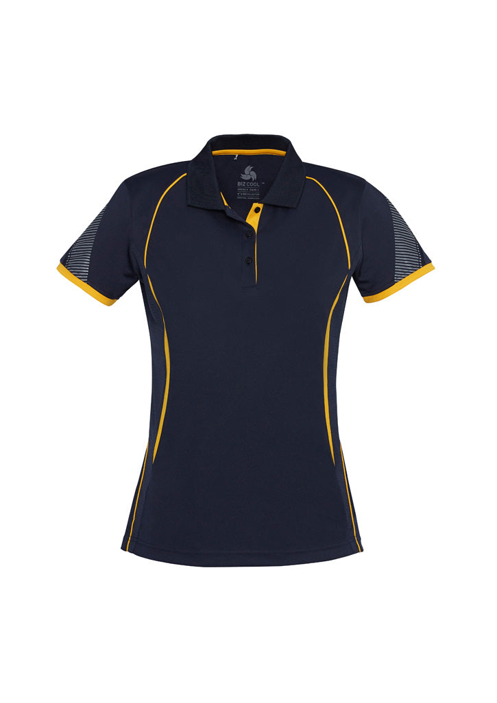 Biz Collection Womens Razor Short Sleeve Polo - Navy/Gold